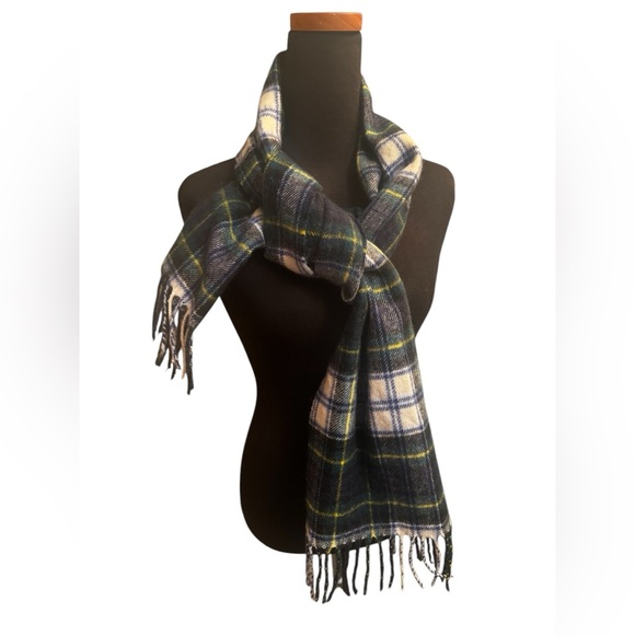 SCOTTISH EXPERIENCE LAMBSWOOL Highland Tartan Clan Plaid Scarf Fringe Blue White - Picture 5 of 12